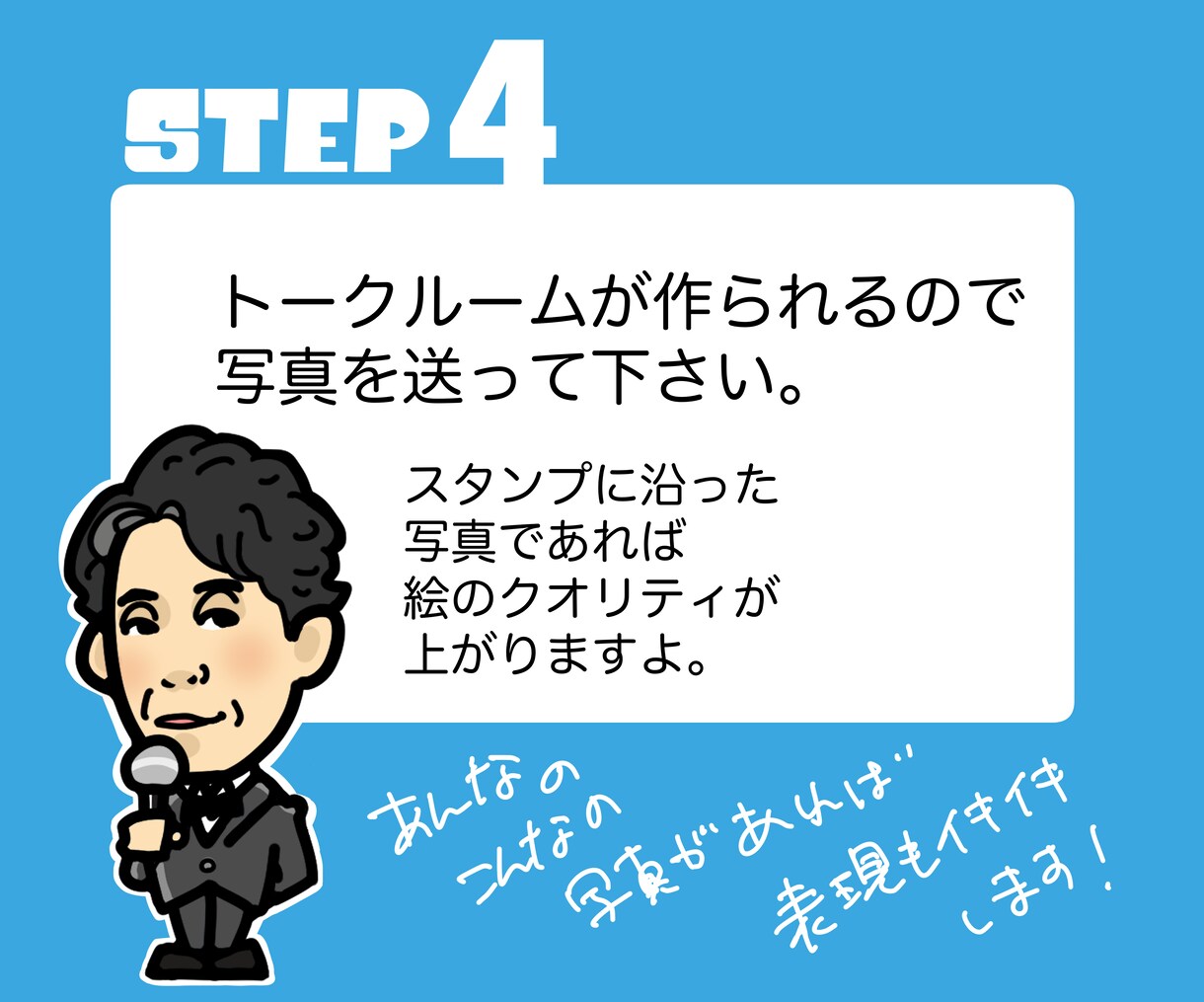 似顔絵LINEスタンプ作成します 会社や個人活動のPRに。かわいいスタンプで顔を覚えてもらおう イメージ5
