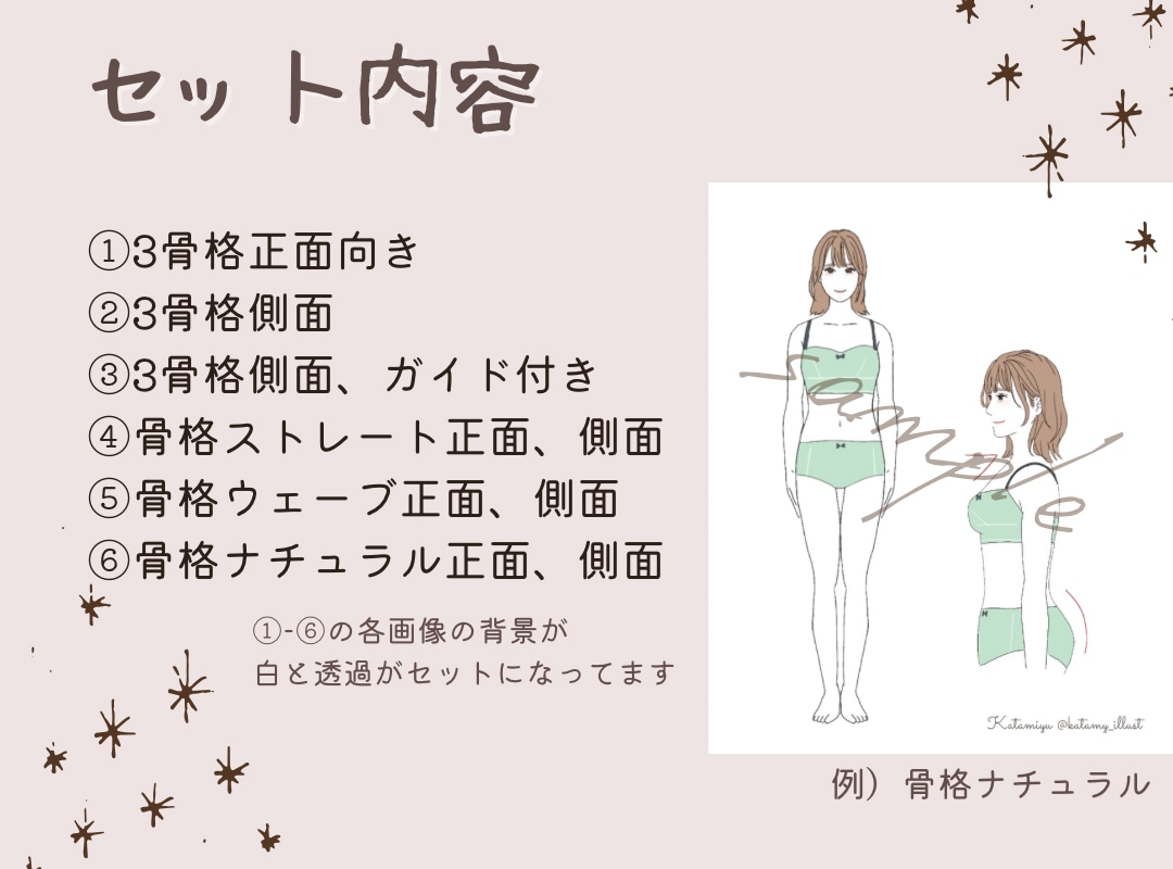 おしゃれでかわいい骨格診断資料イラスト販売します イメージコンサルタントサロン向けの骨格診断資料イラスト イメージ2