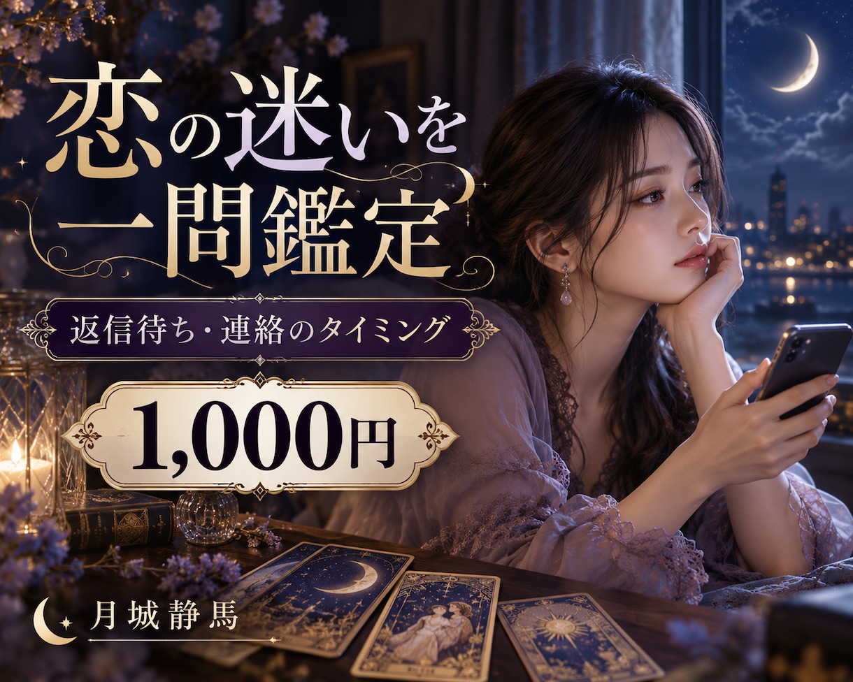 恋の迷いを一問だけ優しく鑑定します 返信待ちや連絡の迷いに、心が軽くなるヒントを届けます イメージ1