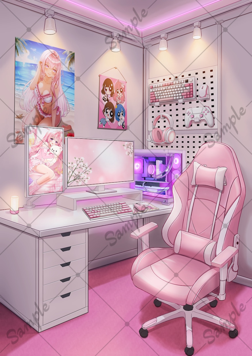 かわいいゲーム部屋の配信背景を制作します VTuber・配信者向けの理想のお部屋を丁寧に描きます イメージ1