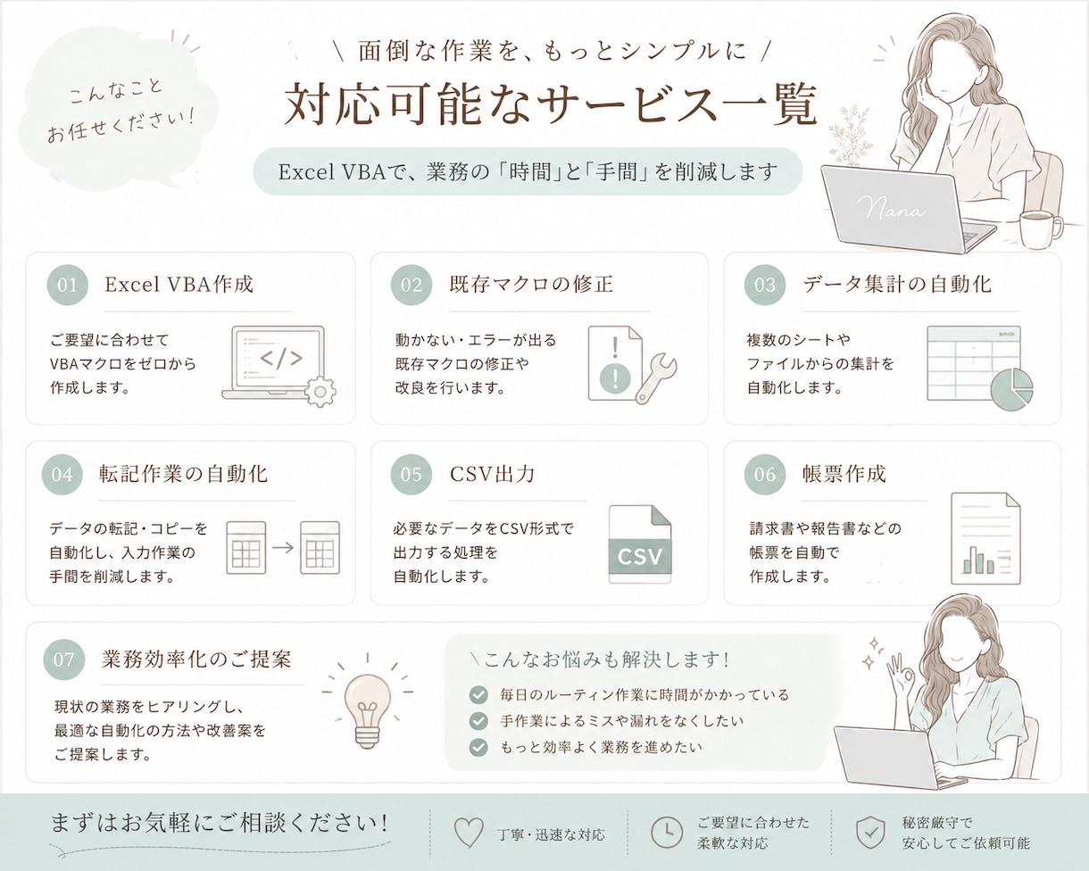 Excel VBA作成・修正 作業を自動化します 迅速な対応｜関数・集計・VBA イメージ2