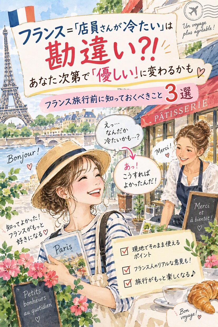 フランス旅行前必読｜超最低限の注意点3つ教えます 店員さんが冷たいは勘違い？知っておくべきマナー【PDF5枚】 イメージ1