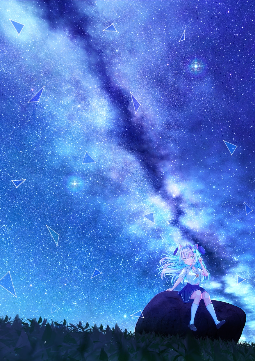 星空と少女のアイコン・イラスト制作します 星降る空に、君の願いを描こう。 イメージ3