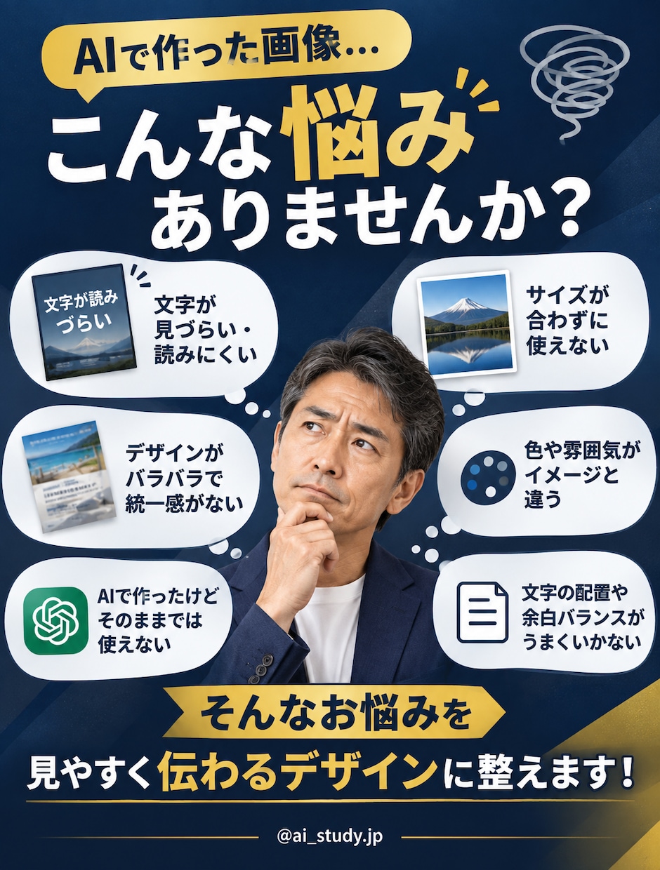 AI画像を伝わる・使えるデザインに整えます 文字崩れ・見づらさを整えSNSやチラシに活かせます イメージ2