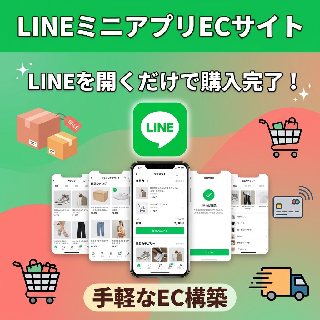 LINEミニアプリ内でECサイトを制作します LINEを開くだけで購入完了！手軽なEC構築 イメージ1
