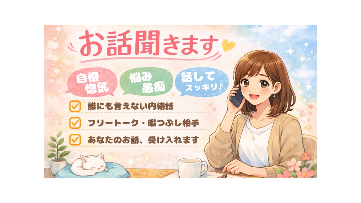 お悩み・愚痴・惚気なんでも受け入れます 恋愛・人間関係・お金・仕事・家族◎聞いてほしい人の駆け込み寺 イメージ1