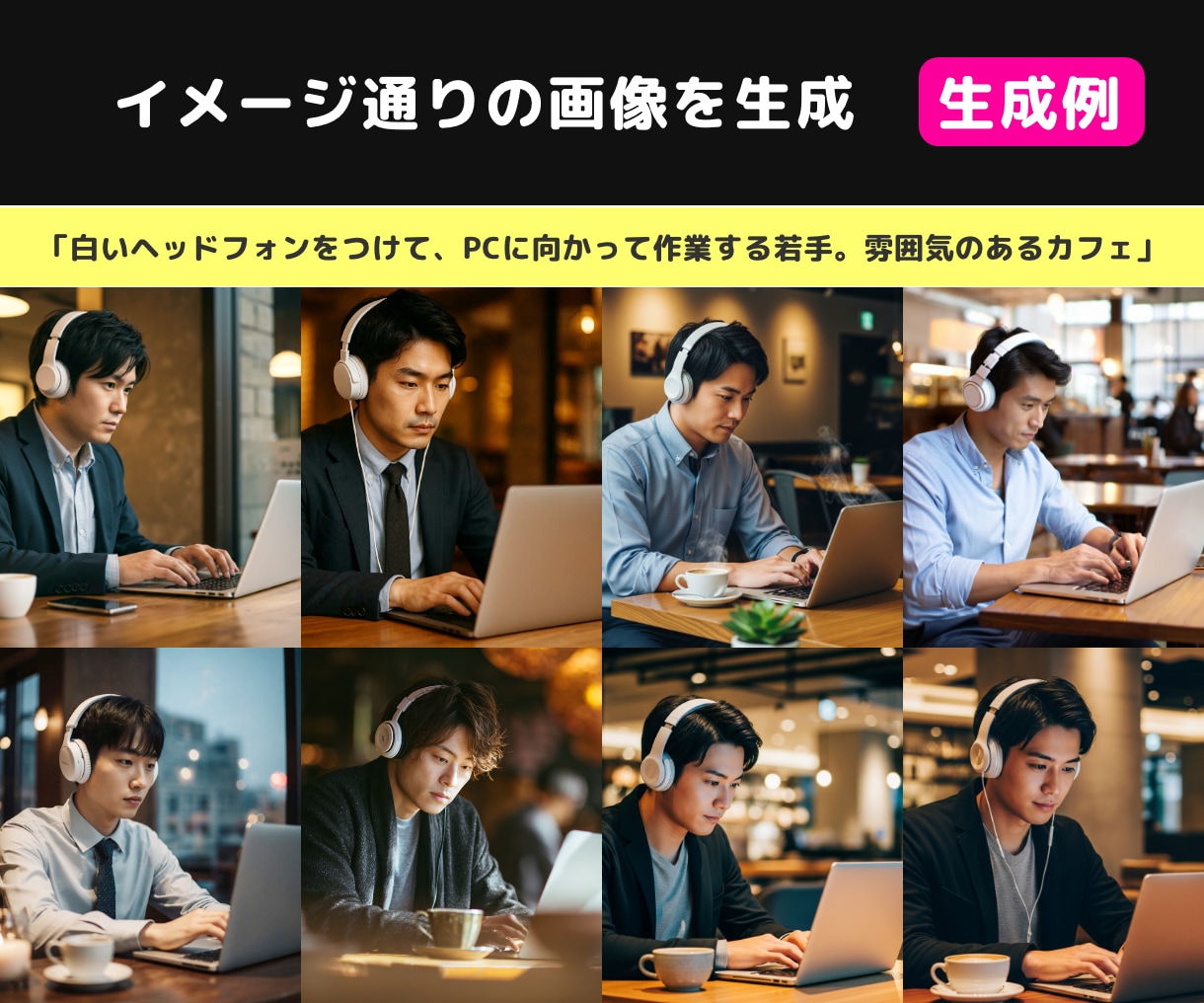 AI画像生成代行｜Web用画像まとめて生成します Web・広告に使える高品質AI画像を1枚から複数枚まで イメージ4
