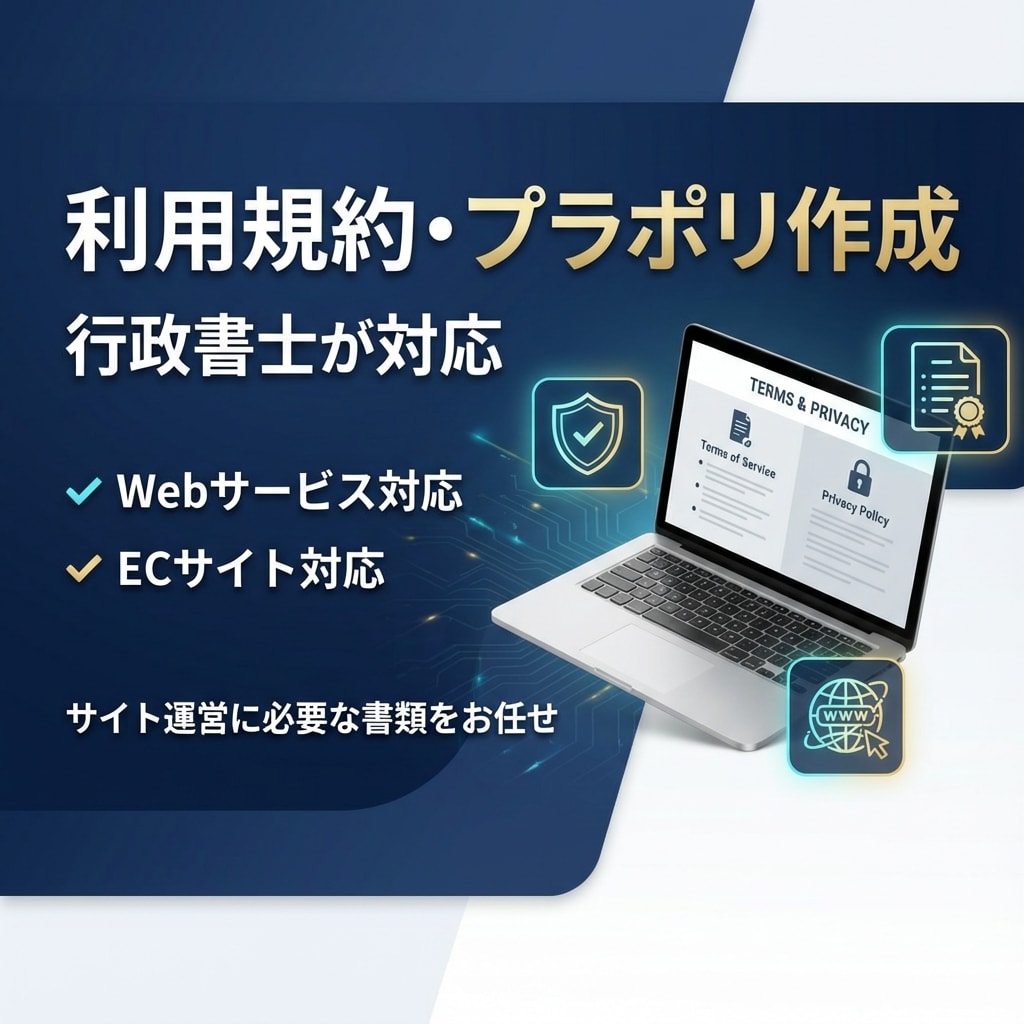 行政書士が利用規約・プライバシーポリシー作成します Webサービス・ECサイト運営に必須！ イメージ1