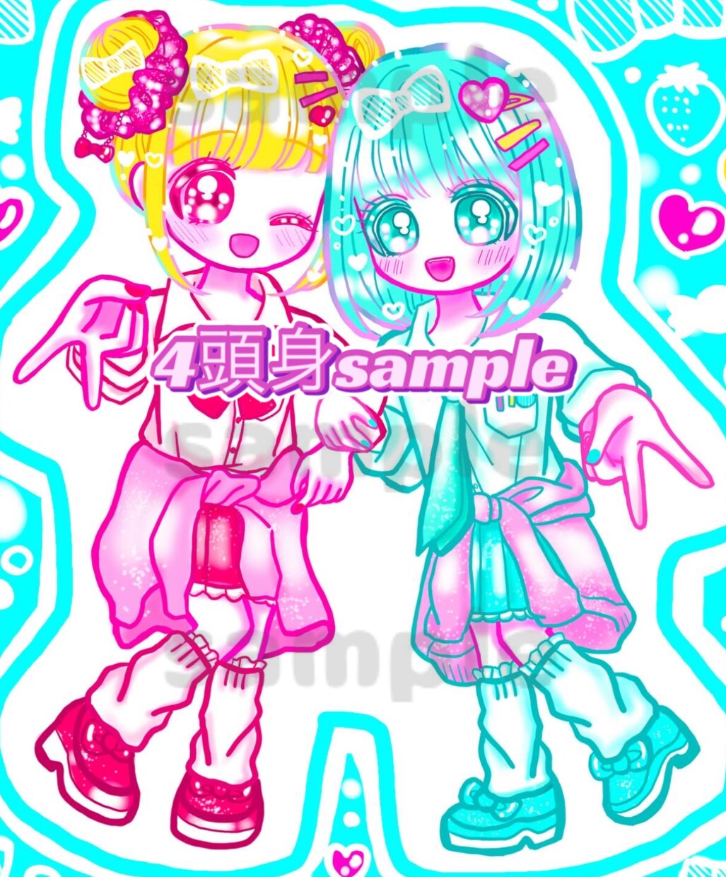 カラフルで可愛い♡ミニキャラを描きます キラキラ可愛い✨商用利用可◎配信.グッズ.アイコンなどに！ イメージ7