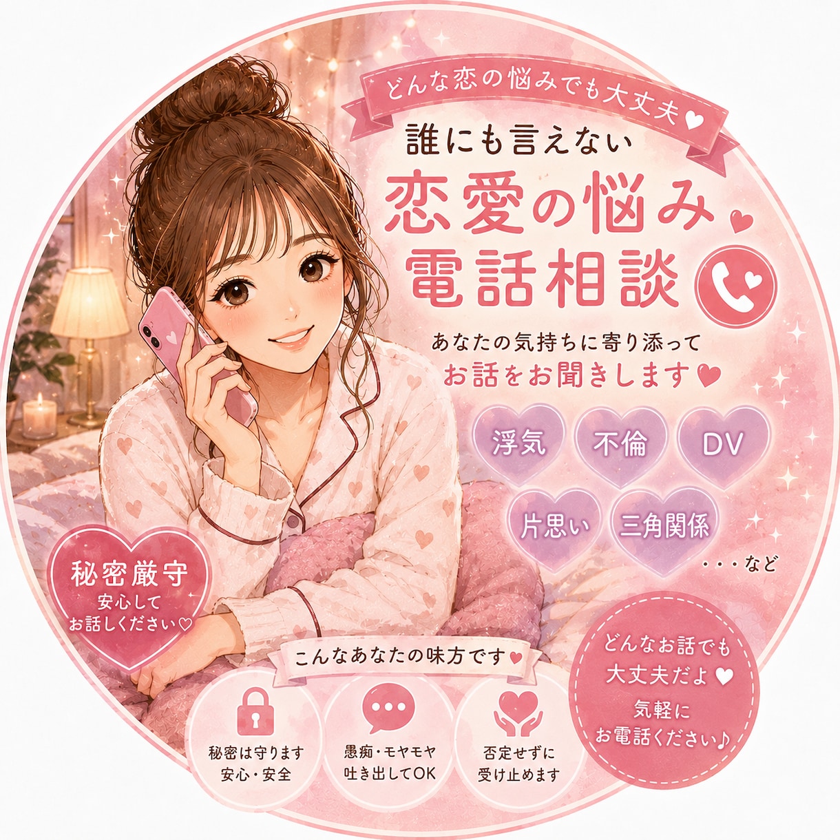 誰にも言えない内緒話をお聞きします 男運がない…1度でもそう思ったことがある方大歓迎 イメージ1