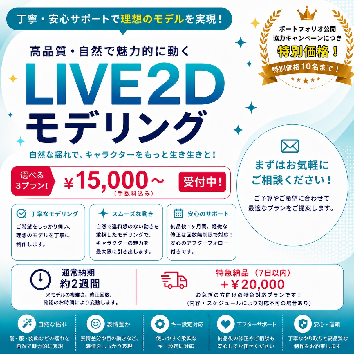 高品質で自然に動くLive2Dモデリング制作します 丁寧に制作！初めてのVTuber活動を全力サポートします！ イメージ1