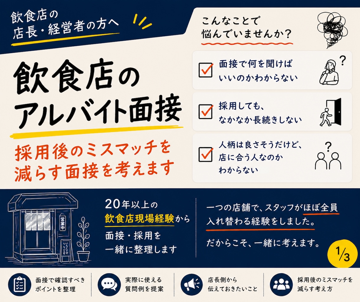 飲食店のアルバイト面接を見直します 採用後のミスマッチを減らす面接を考えます イメージ1