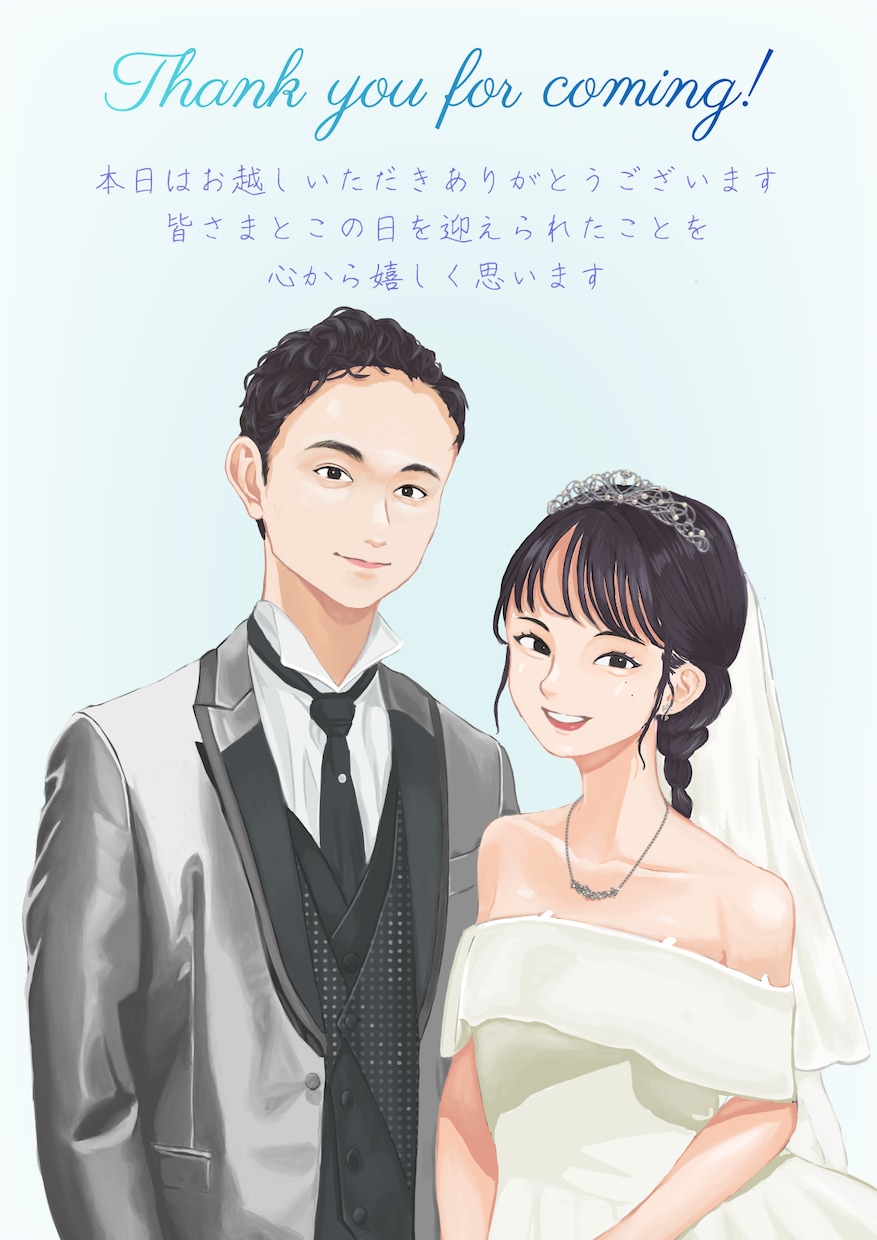 結婚式のウェルカムボード描きます ドレスの衣装合わせの写真で描けます！ イメージ1