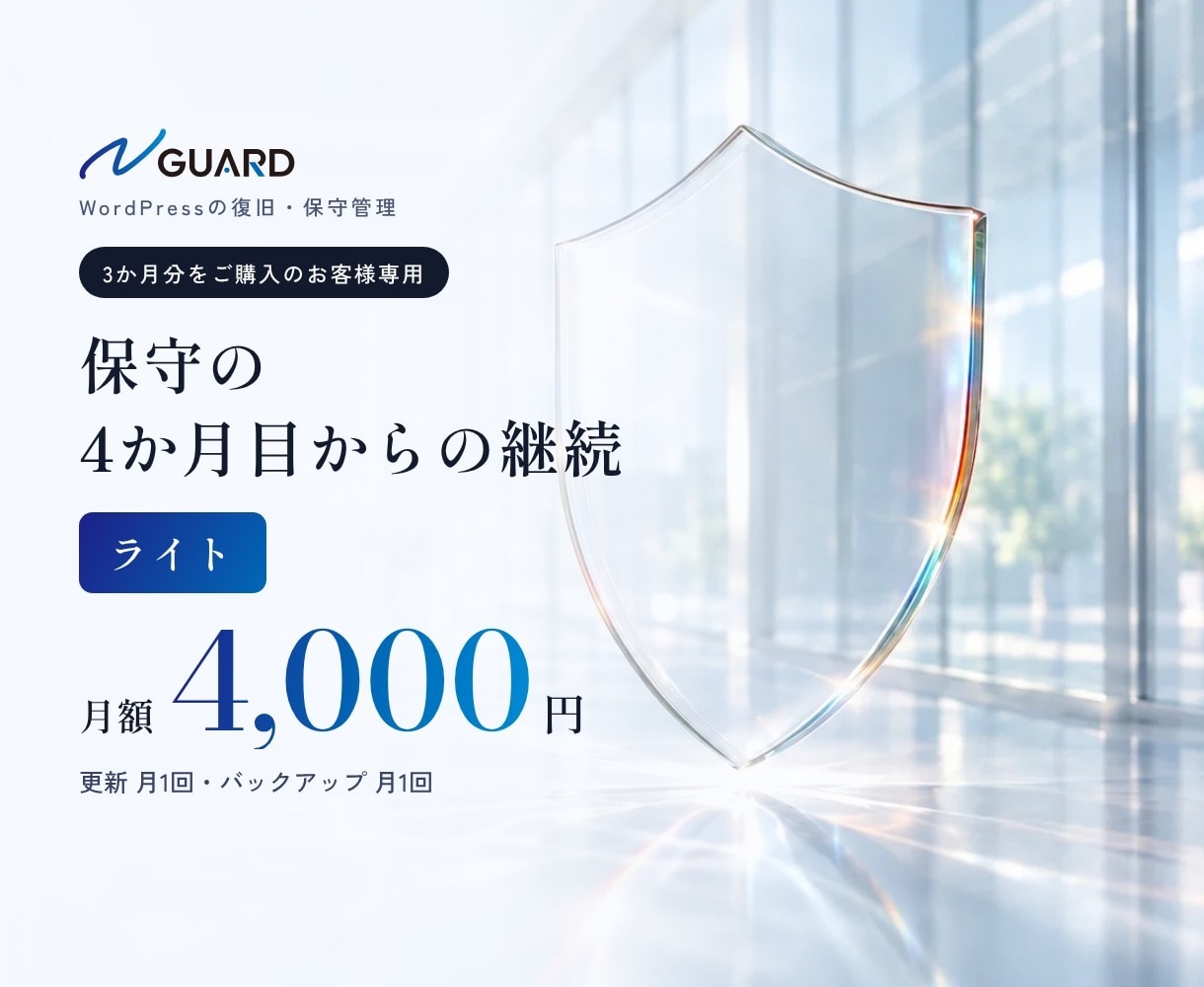 保守ライトを4か月目から継続します 「N GUARD」3か月分をご購入のお客様専用・毎月払い イメージ1
