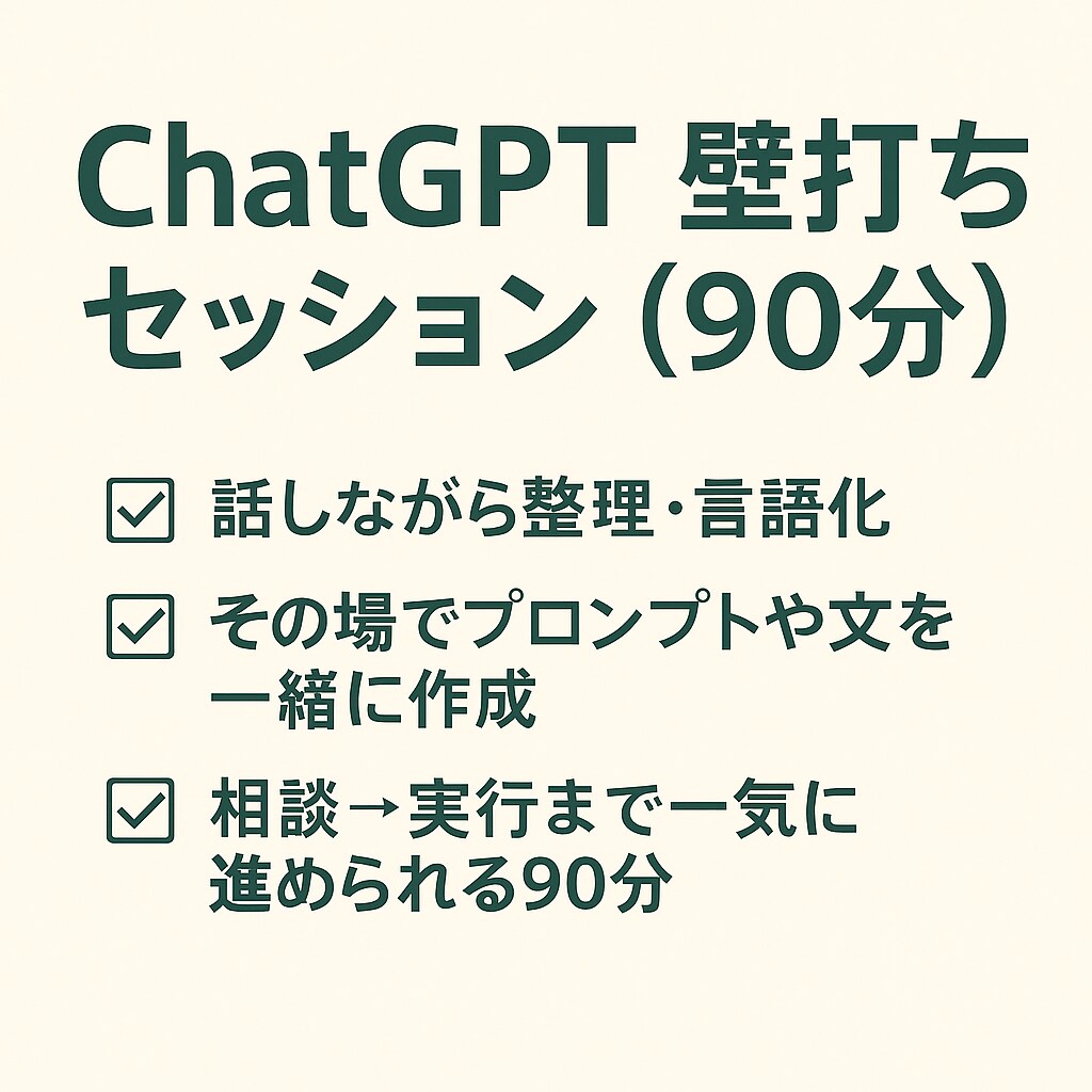 ChatGPT壁打ち 言語化・整え・実行します 「考えがまとまらない」を一緒に整理します イメージ3