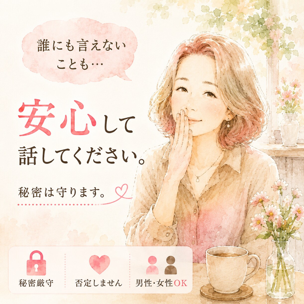 色んな事があるね。誰にも言えない事、受け止めます どう思うかﾜｶﾗﾅｲでも不倫・風俗・躁うつ病経験者です イメージ2