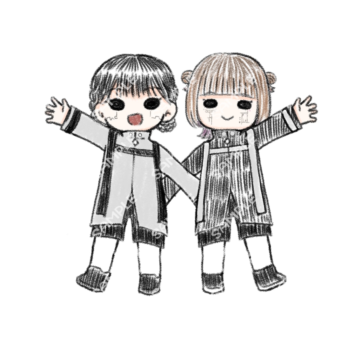個人用グッズに！絵本風ゆるかわイラスト描きます SNSアイコンに！ステッカーやアクキーになど！ イメージ2
