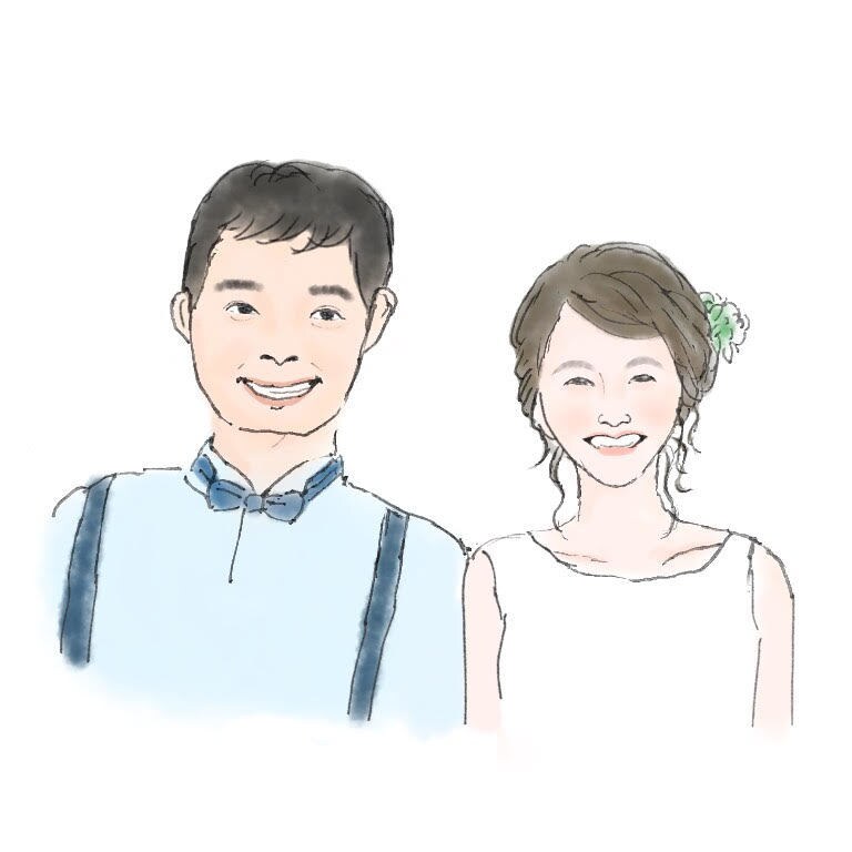 修正無制限♩ふんわり水彩の似顔絵お描きします 結婚・ご家族の記念日などプレゼントにもおすすめです イメージ1