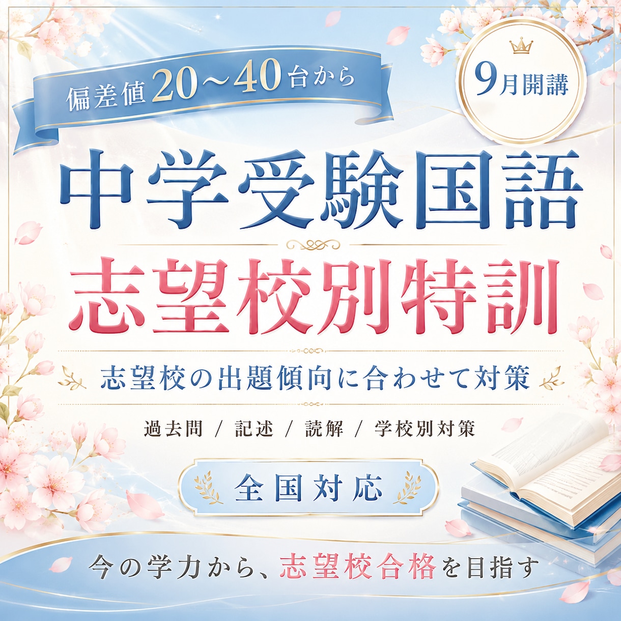 志望校別に中学受験国語の過去問を対策します 偏差値20〜40台から第一志望合格を目指します イメージ1