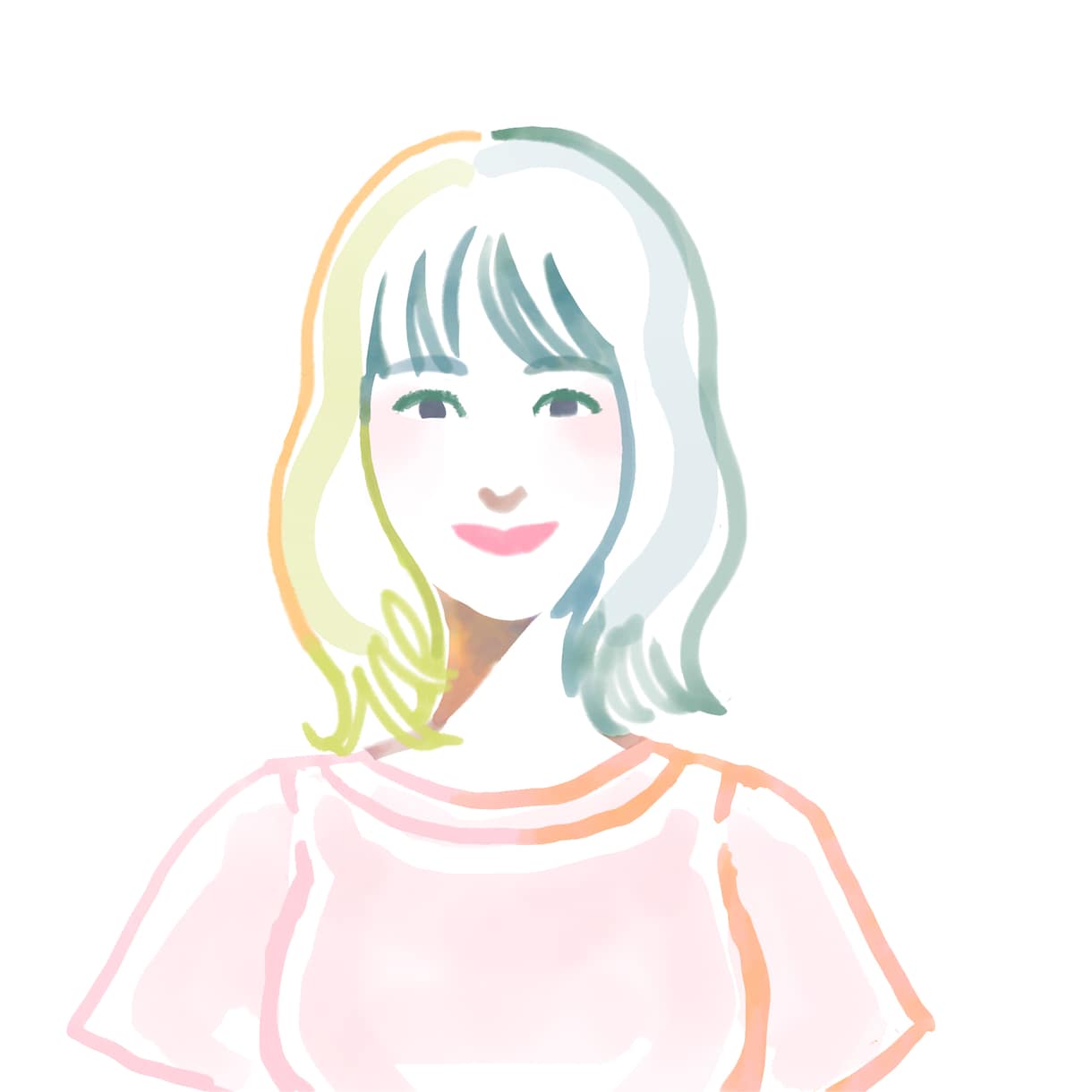 カラフルでおしゃれな水彩風似顔絵をお描きします ★手描きタッチがナチュラルでオシャレな似顔絵アイコン★ イメージ5
