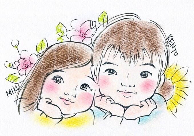 誕生花と一緒に似顔絵描きます 父の日プレゼントにお困りの方オンリーワンの贈り物になります！ イメージ2