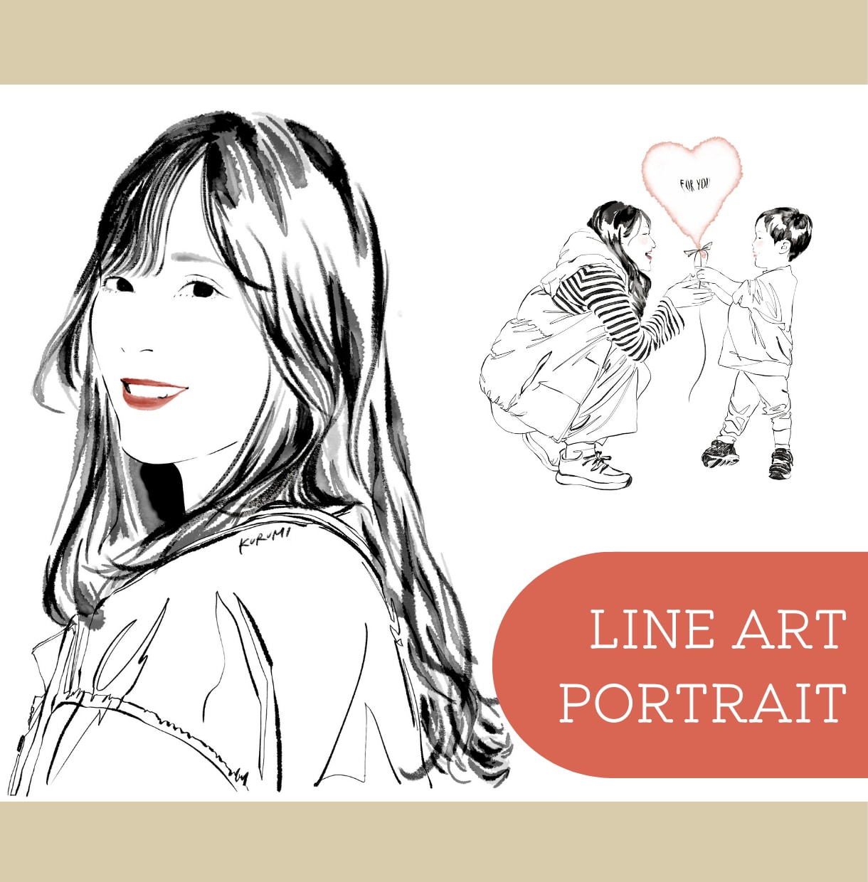 オシャレで洗練された線画似顔絵をお描きします SNS・記念日・プレゼント・シンプルでお洒落な1枚に イメージ1