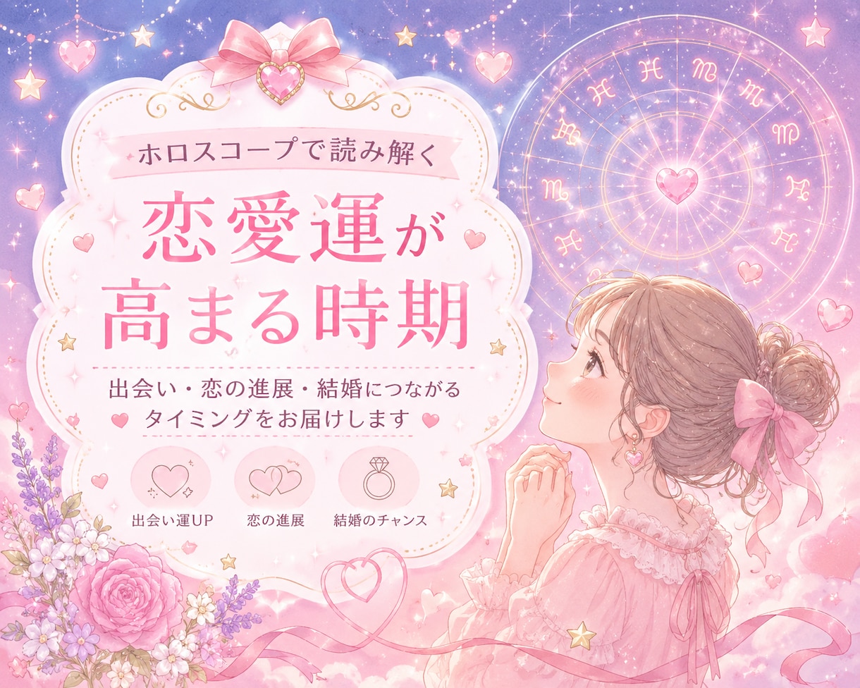 恋愛運が高まる時期をホロスコープで読み解きます タイミングを星の動きから鑑定します イメージ1
