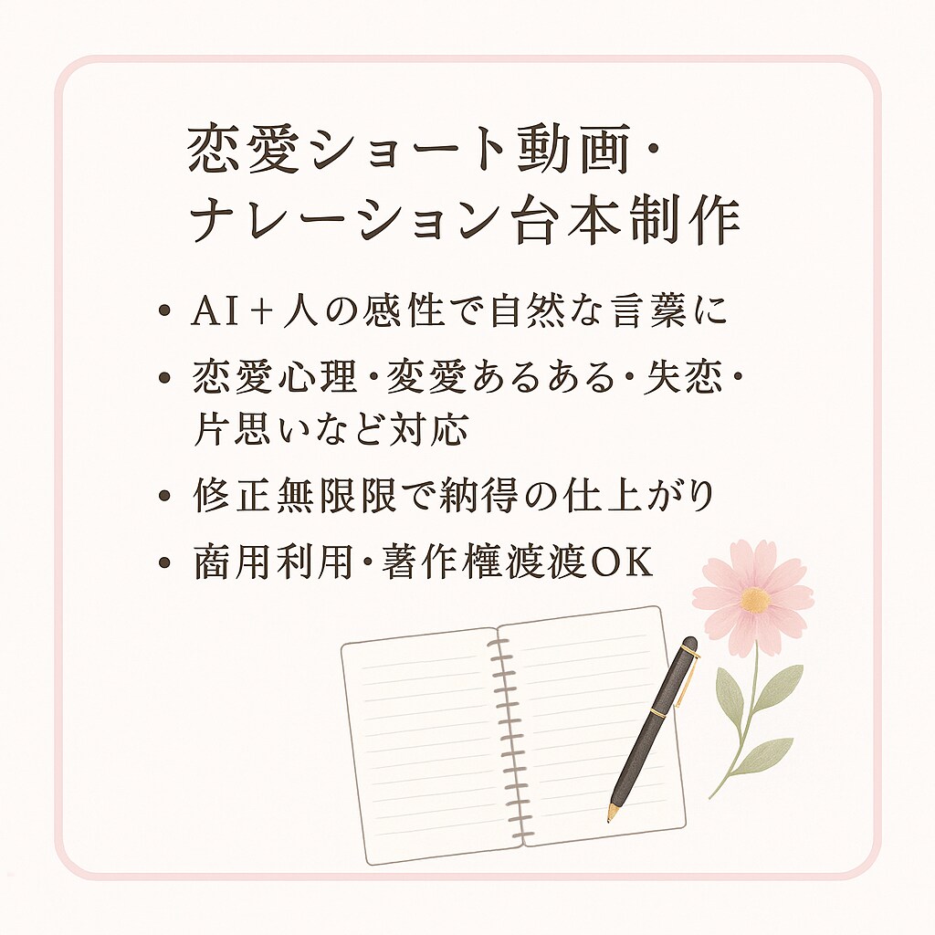 AIで感情に響く恋愛台本を作ります 恋愛ショート専門のAIシナリオ制作 イメージ2