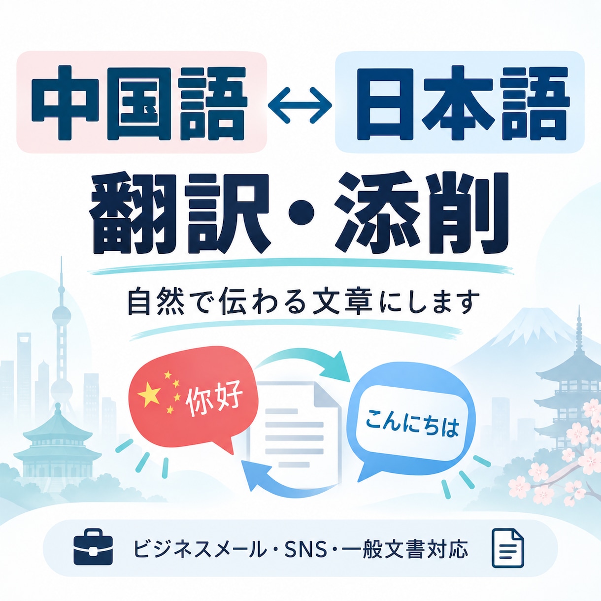 中国語⇔日本語を自然で伝わる文章に翻訳します 中国語ネイティブ｜日本在住｜メッセージ・SNS・一般文書対応 イメージ1