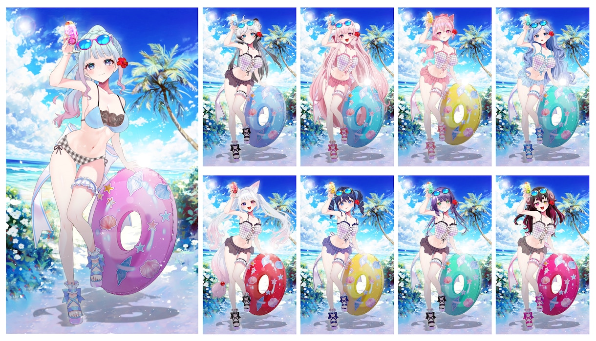 最短当日！IRIAM◎夏の水着イラスト描きます 配信にも！6種の水着から選べる◎キャラを即納でお書きします イメージ3