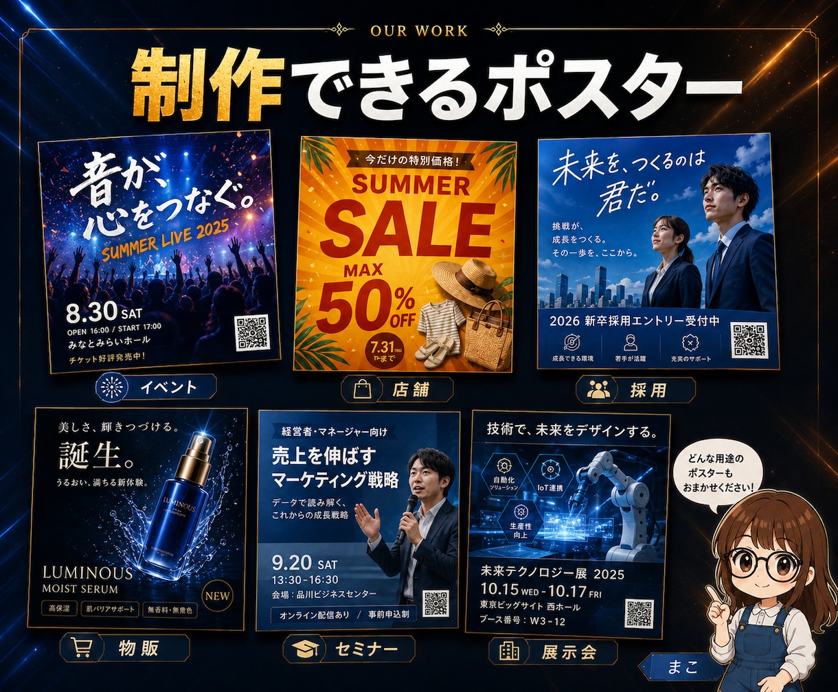 映えるポスター1枚作ります 写真がなくてもOK。印刷もSNSも、これ1枚。 イメージ2
