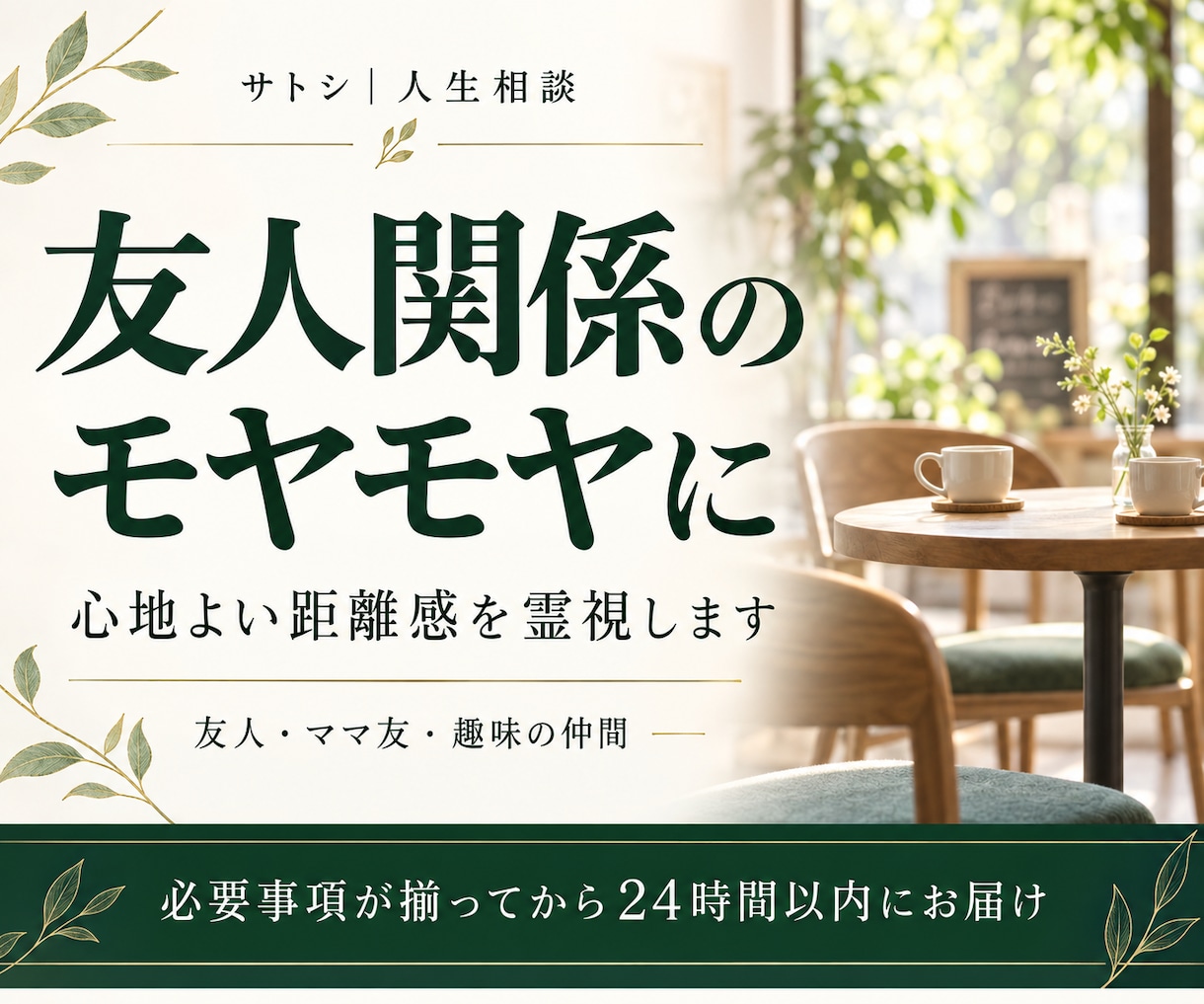 友人関係のモヤモヤと心地よい距離感を霊視します 友人・ママ友との付き合い方を、無理のない一歩へ イメージ1