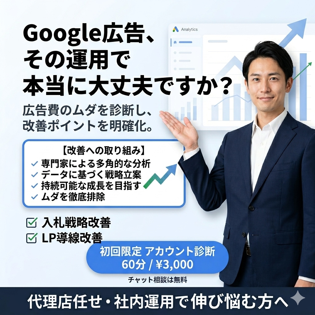 Googleリスティング広告の改善案を提示します 社内・代理店の広告運用のセカンドオピニオンが欲しい方向け！ イメージ1