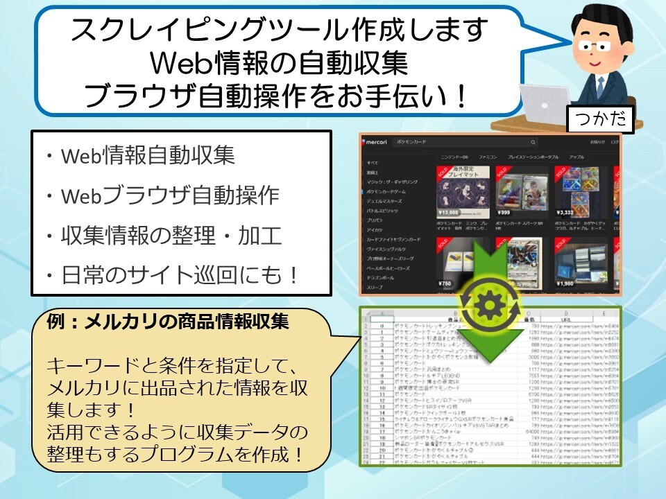 Web情報収集・ブラウザ自動化ツール作成いたします プログラム環境不要でweb作業自動化ツール作成します！ イメージ2