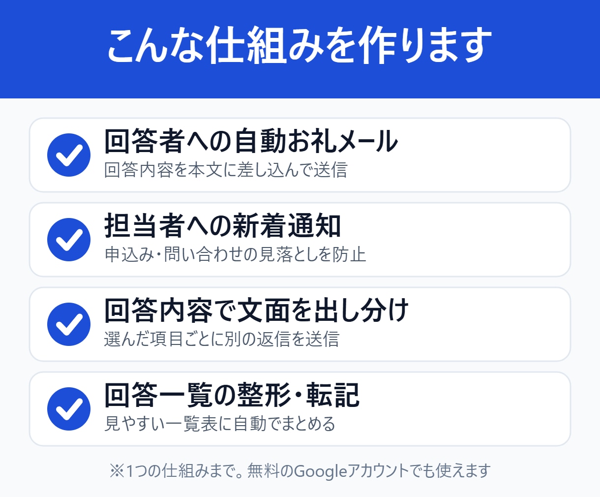 フォーム回答時の自動メール送信をGASで構築します 回答の通知・お礼メールを自動化｜使い方メモ付き イメージ2