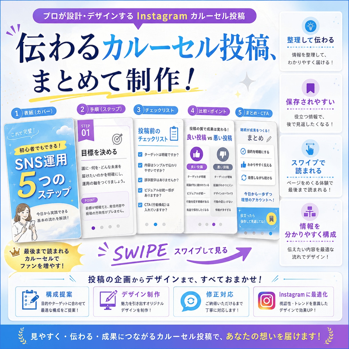 目を引くインスタ投稿画像を制作します 伝わるデザインでSNSの反応向上を支援 イメージ9