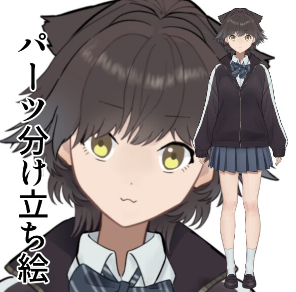 Live2D用パーツ分けイラスト制作します 女性男性どちらも対応可能な立ち絵イラストです イメージ1