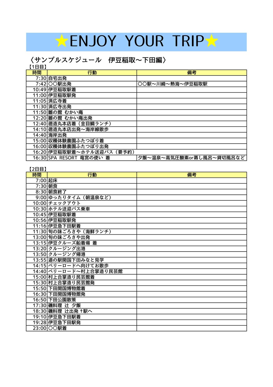旅行計画でお困りの方へ！代わりに旅程計画作ります 行きたい観光地を教えて頂ければ効率的な計画を立てます イメージ2