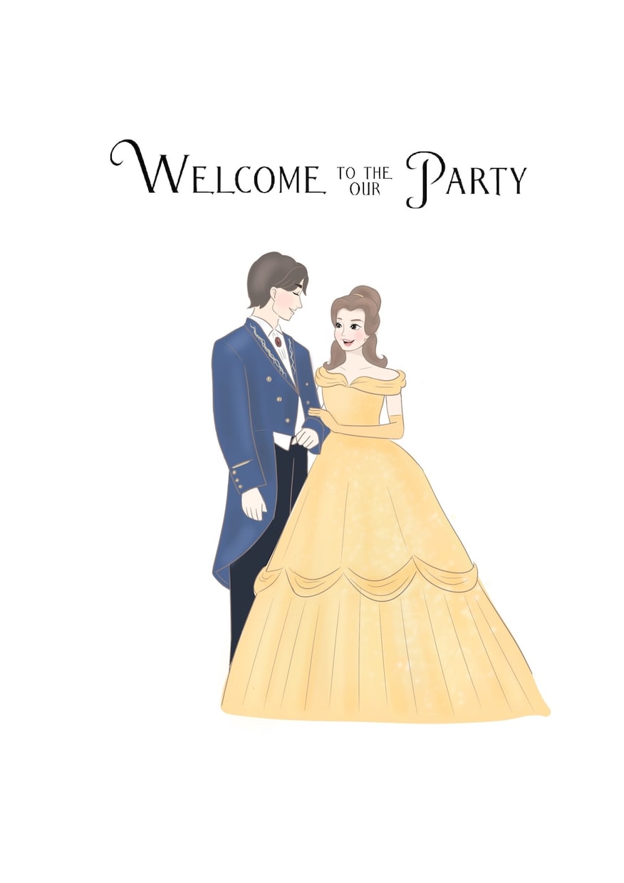 プリンセス風ウェルカムボード描きます ウェディング｜ウェルカムボード｜プリンセス風｜結婚式｜招待状 イメージ1