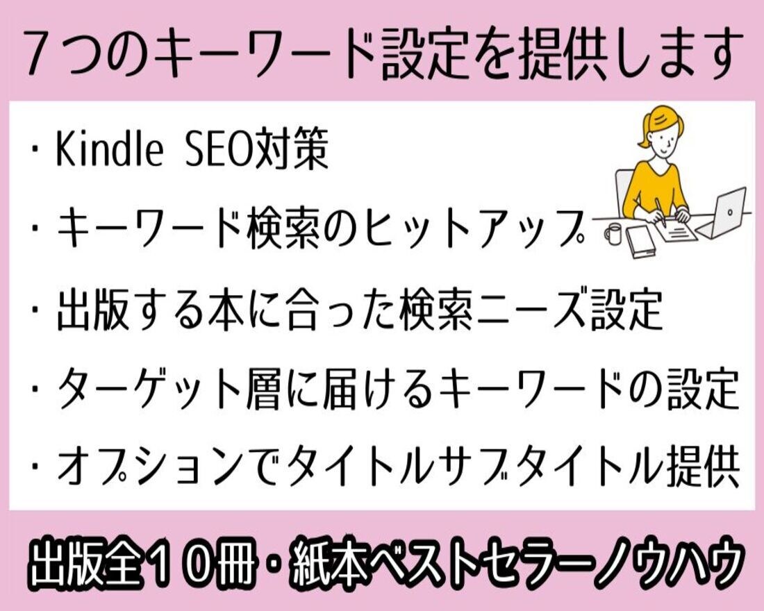 Kindleの７つのキーワード欄の設定を提供します 出版全１０冊・紙本ベストセラー作家が読まれるように設定を提供 イメージ1