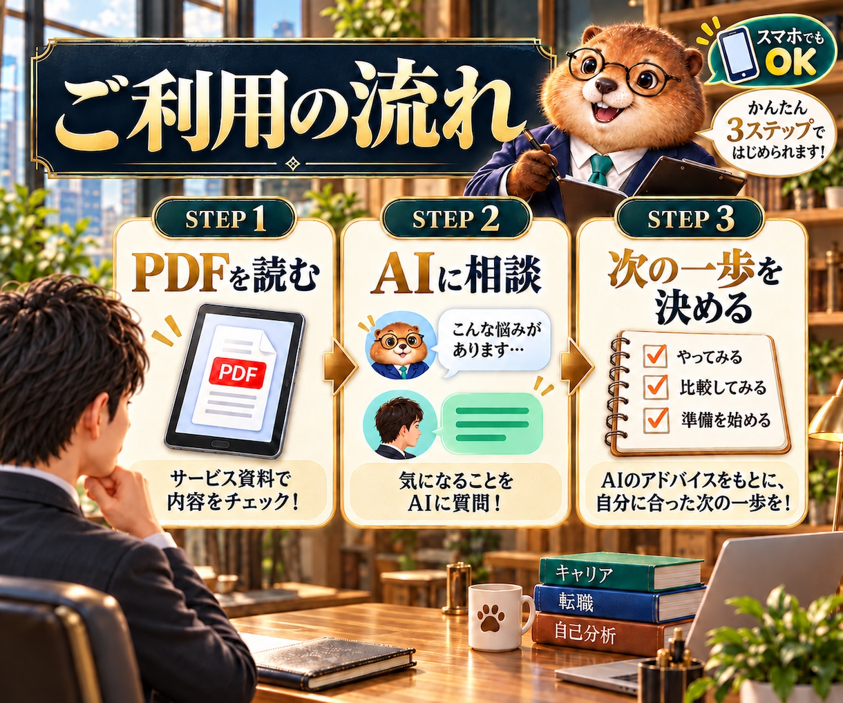 キャリア相談AIで自己分析と将来設計を支えます 仕事/キャリア/経歴/将来を整理！次の一歩を明確に イメージ6