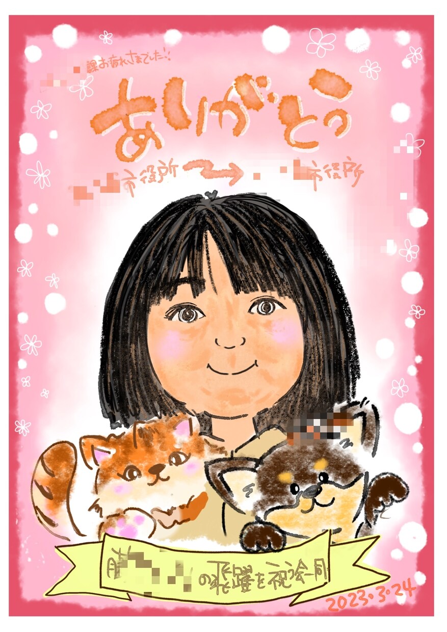退職・記念用やさしい似顔絵をお描きします その方の雰囲気や歩んできた時が優しく伝わるよう心がけています イメージ2