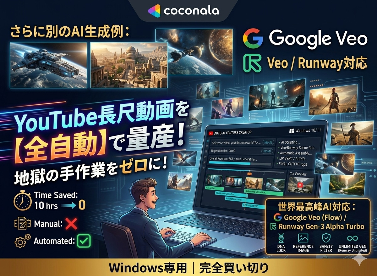AI動画最大の壁「長尺動画」を全自動生成できます Runway Seedance 2.0 ＆  Veo対応 イメージ1