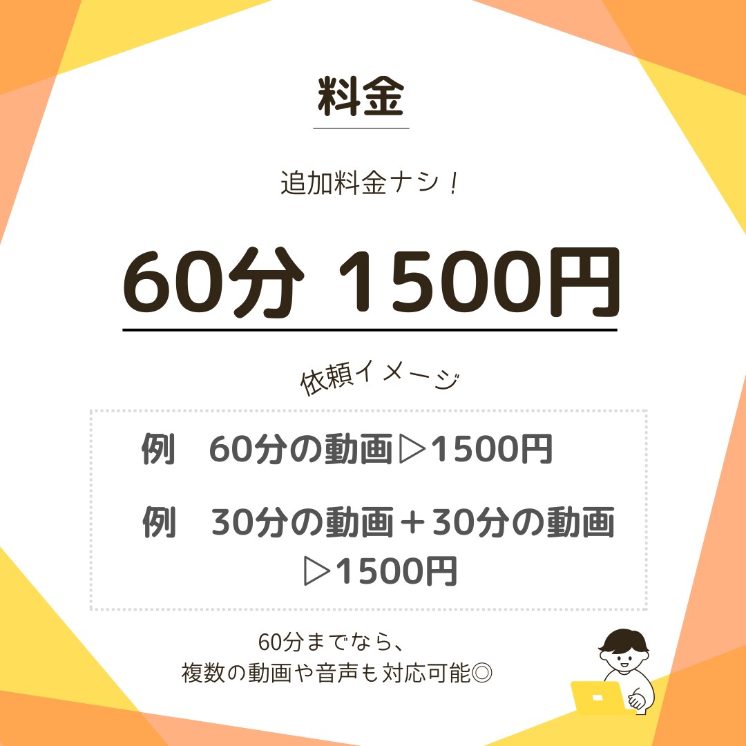 定額！60分まで1500円で文字起こしします お得に文字起こし＆【特典】見出し付きの要約資料付き！ イメージ2