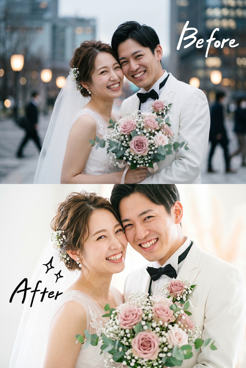 結婚写真【美的に♪リメイク】各種記念写真承ります ｜◆著名タレント多数撮影の実績◆背景合成レタッチリメイク♪ イメージ3