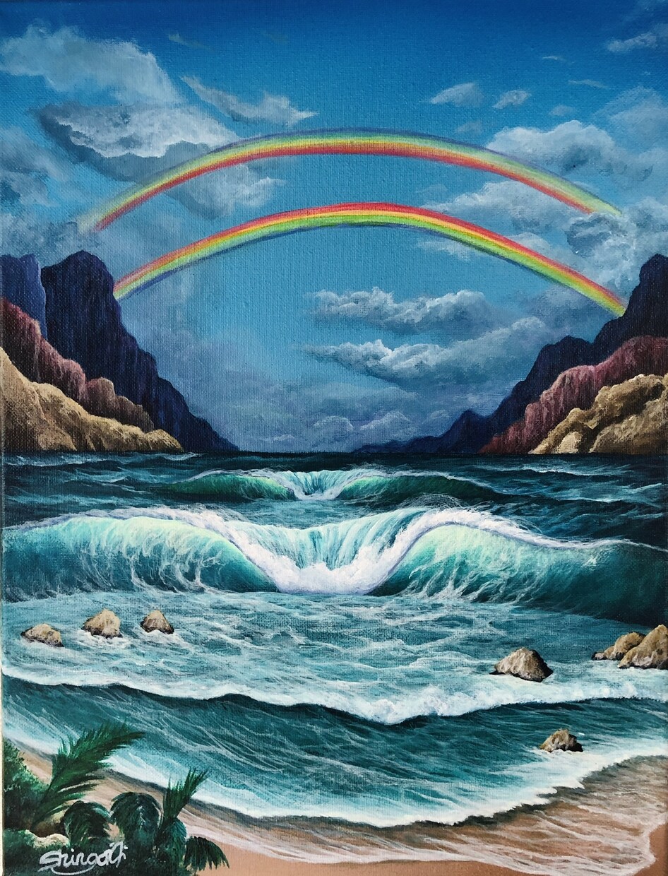 ハワイの風景画をアクリル絵の具で描きます ハワイの大自然をキャンバスいっぱいに表現しましょう イメージ5