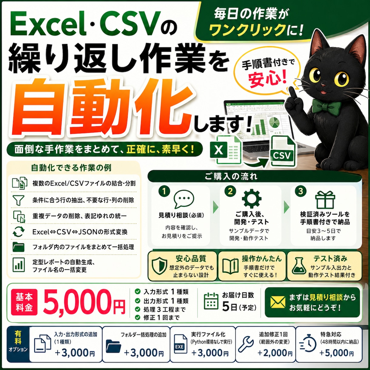 Excel・CSVの繰り返し作業を自動化します 毎回の手作業をワンクリックに。手順書付きで安心です イメージ1