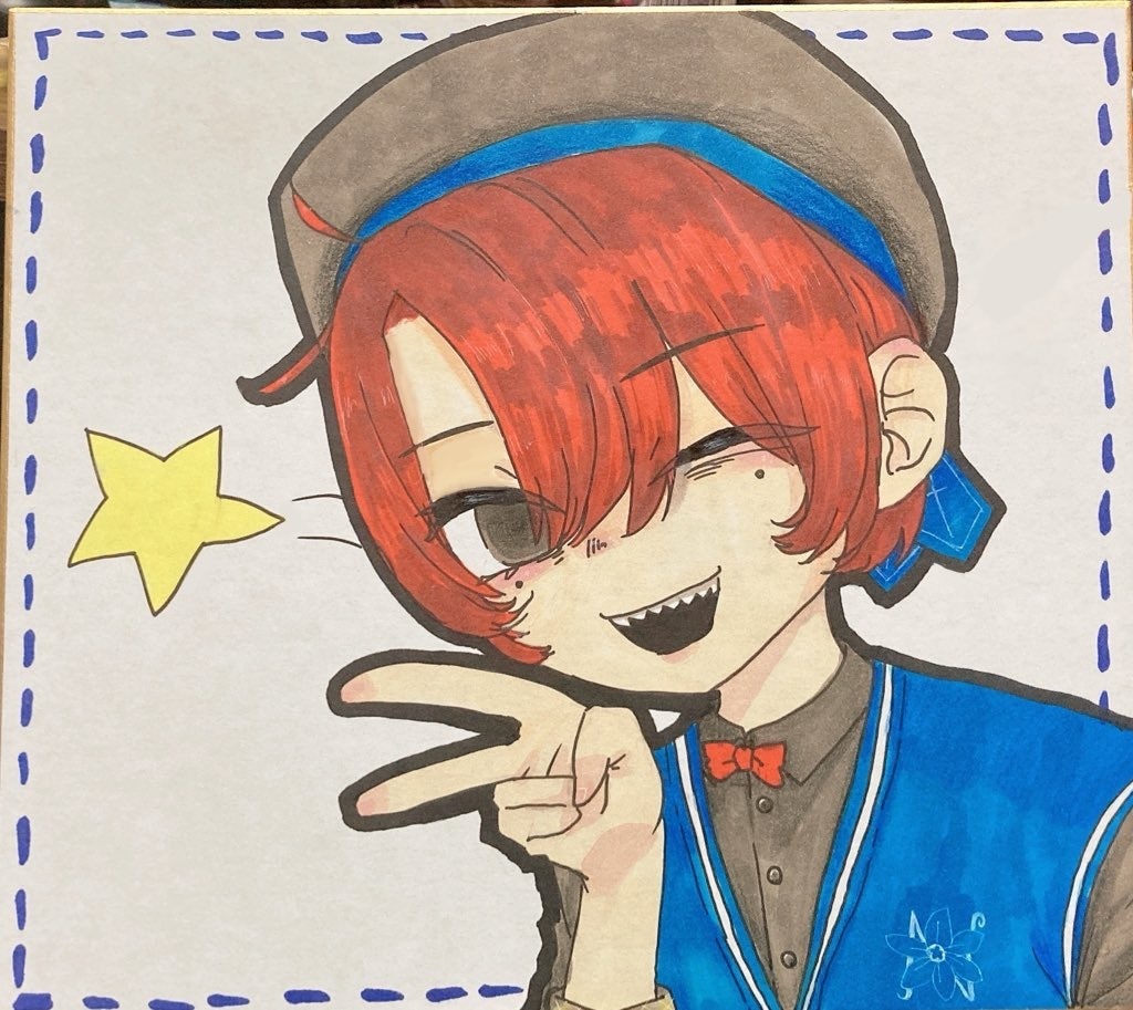 色紙であなた好みのバストアップイラストを製作します コピックペンや色鉛筆で柔らかな印象のイラストを描きます! イメージ3