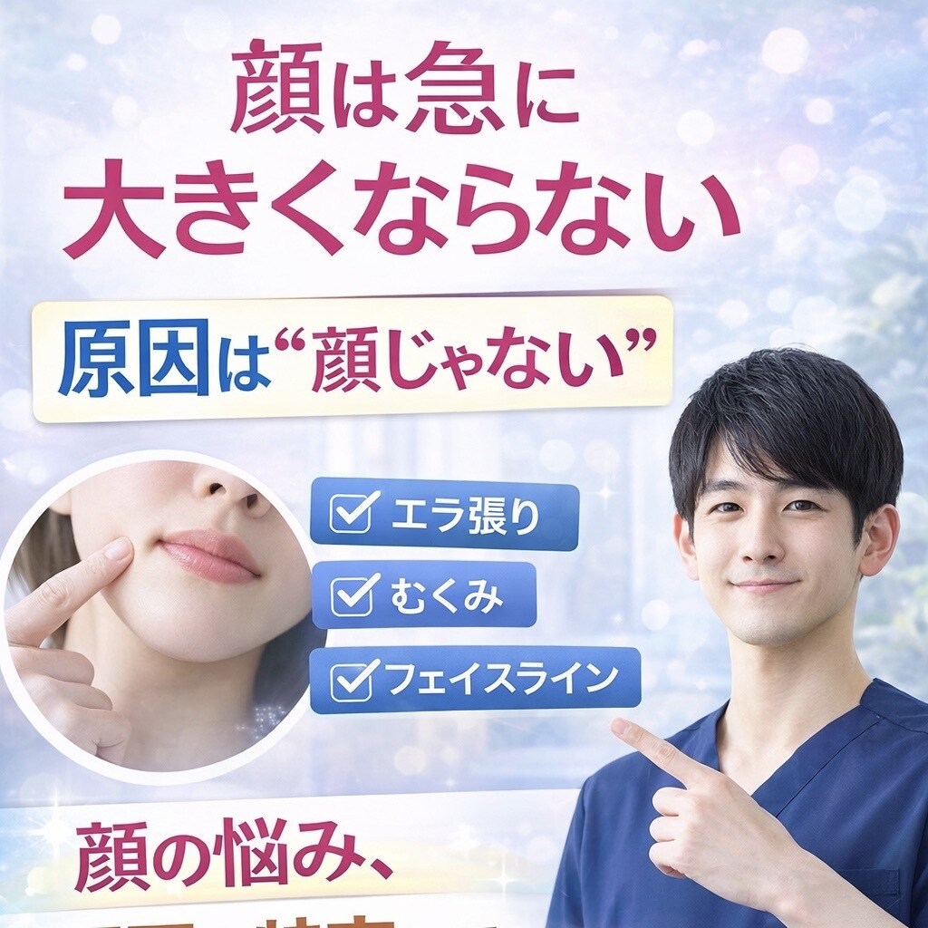 顔の悩み、原因を特定して具体的に答えます 顔は急に大きくならない！1万人見てわかった本当の原因 イメージ1