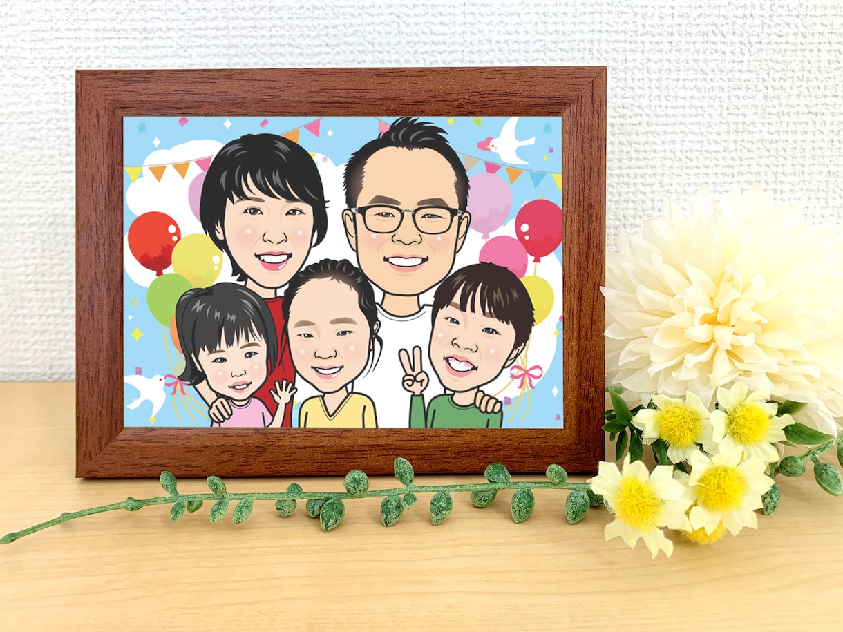 母の日等お祝いのプレゼントに最適な似顔絵を描きます 母の日、結婚、誕生日、還暦など、様々なお祝いの場面に最適です イメージ10